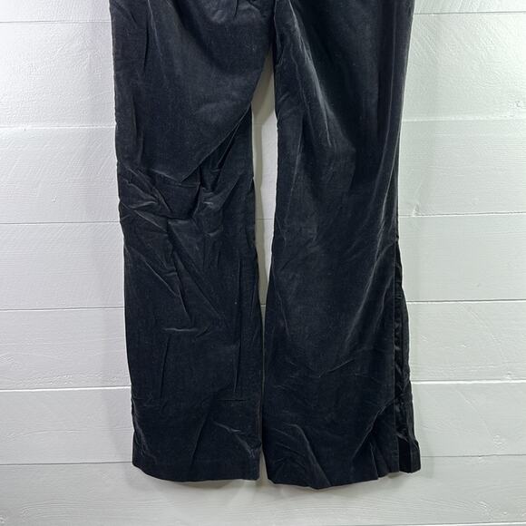 BANANA REPUBLIC Black Velvet Stretch Wide Leg Mid Rise Dress Pants Size 4 - Picture 4 of 11